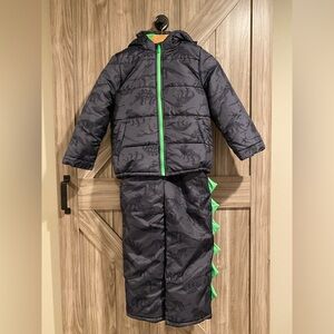 Carter's Dino Snow Bib and Coat Set - Navy and Green